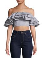 Cmeo Collective Together Again Stripe Off-the-shoulder Crop Top