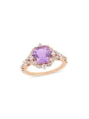 Sonatina 14k Rose Gold, Rose De France White Sapphire And Diamond-accent Vintage Ring