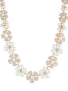 Anne Klein Goldtone, Crystal & Faux Pearl Floral Necklace