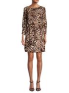 Vince Camuto Tied Leopard-print Puff-sleeve Dress