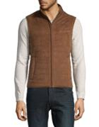 Black Brown Faux Suede Quilted Vest