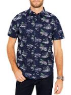 Nautica Classic-fit Linen-blend Printed Short-sleeve Shirt
