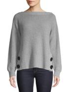 Vince Camuto Petite Sapphire Sheen Side Button Sweater