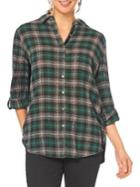 Democracy Plaid Embroidered Back Cotton Button-down Shirt