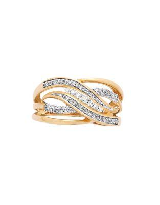 Lord & Taylor Diamond And 14k Yellow Gold Crisscross Ring