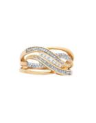 Lord & Taylor Diamond And 14k Yellow Gold Crisscross Ring