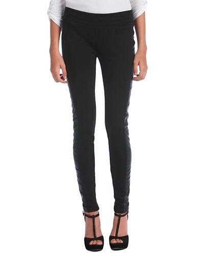 Kensie Ponte Leggings With Faux Leather Trim