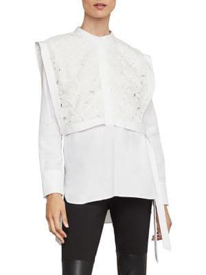 Bcbgmaxazria Embroidered Lilies Cotton Shirt