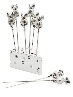 Godinger Mice 9-piece Cheese Wedge & Pick Set