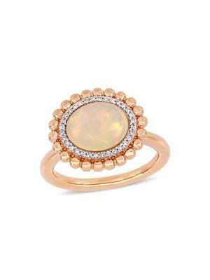 Sonatina 14k Rose Gold, Ethiopian Opal & Diamond Halo Ring