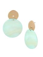 Lord Taylor Goldtone And Blue Mother Of Pearl Disc Earrings