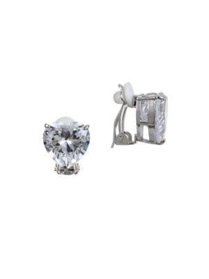 Nina Amia White Crystal Clip Earrings