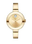 Movado Bold Crystal & Goldtone Ip Stainless Steel Bangle Bracelet Watch/34mm
