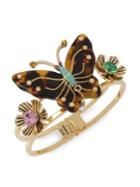 Betsey Johnson Tortifly Goldtone & Crystal Butterfly Bangle Bracelet