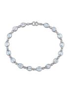 Sonatina Sterling Silver, Blue Topaz And Diamond Tennis Bracelet