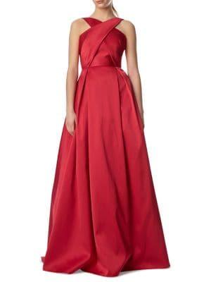 Ml Monique Lhuillier Cross Front Satin Ball Gown