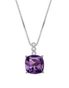 Lord & Taylor Diamonds, Amethyst And Sterling Silver Pendant Necklace