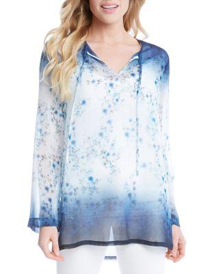 Karen Kane Long Sleeve Woven Floral Blouse