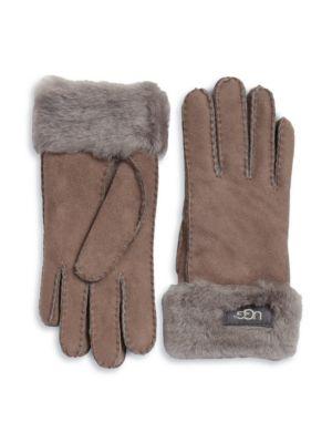 Ugg Shearling Cuff Suede Gloves