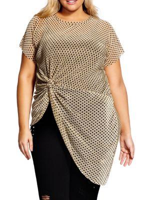 City Chic Plus Plus Metallic Spot Top
