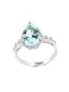Effy 14k White Gold Diamond & Aquamarine Ring