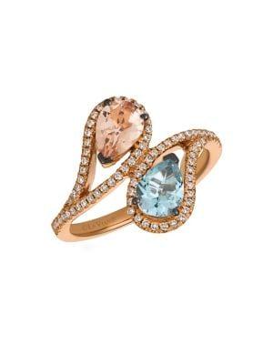 Le Vian 14k Strawberry Gold, Sea Blue Aquamarine & Peach Morganite Ring