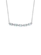 Sonatina 14k White Gold, Aquamarine And 0.14 Tcw Diamond Bar Necklace