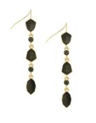 Jessica Simpson Wallflower Fashion Black Crystal Recon Drop Earrings