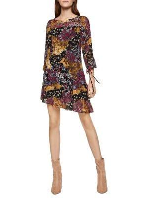 Bcbgeneration Asymmetrical Mixed-print Dress