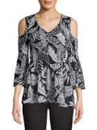 Spense Pleated Cold-shoulder Top