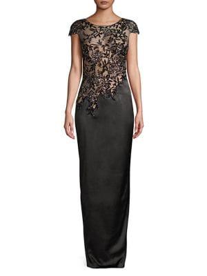 Mandalay Embellished Illusion Column Gown