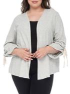 Bobeau Plus Nia Ruched-sleeve Cotton Cardigan