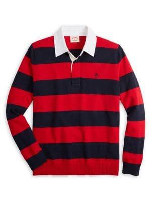 Brooks Brothers Red Fleece Striped Cotton & Cashmere Blend Rugby Shirt