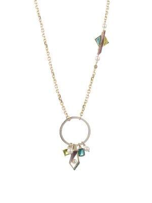 Carolee Florence Amethyst & Faux-pearl Hoop Pendant Necklace