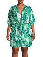 J Valdi Plus Leaf Printed Kimono Cover-up