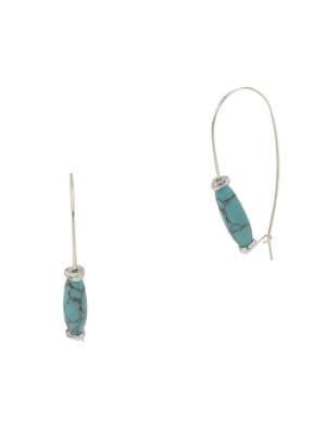 Robert Lee Morris Soho Turks & Beads Silvertone And Turquoise Drop Earrings