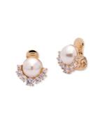 Anne Klein New York 10mm Faux Pearl, Crystal & Gold Stud Earrings