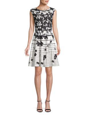 Gabby Skye Floral Pleated Fit-&-flare Dress