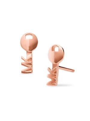 Michael Kors Custom Kors 14k Rose-goldplated Logo Key Stud Earrings