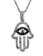 Lord & Taylor Two Tone Diamond Hamsa Hand Pendant In 14 Kt. White Gold 0.33 Ct. T.w.