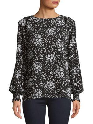 Michael Michael Kors Colorblocked Slit-sleeve Floral Top