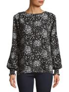 Michael Michael Kors Colorblocked Slit-sleeve Floral Top