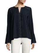 T Tahari Embellished Lace-trimmed Blouse