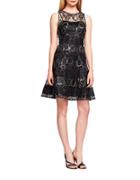 Kay Unger Metallic Fit-and-flare Dress