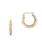Lord & Taylor Hammered 14k Yellow Gold Hoop Earrings