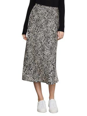 Bcbgmaxazria Animal-print Satin Midi Skirt