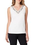 Tahari Arthur S. Levine Embellished V-neck Sleeveless Blouse