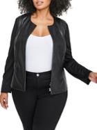 Addition Elle Michel Studio Plus Mixed-media Open Front Jacket