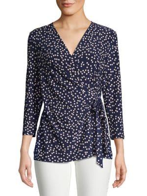 Anne Klein Polka Dot Ity Wrap Top