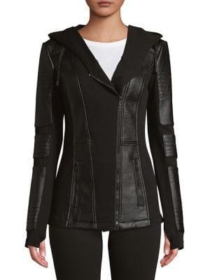 Blanc Noir Hooded Moto Jacket